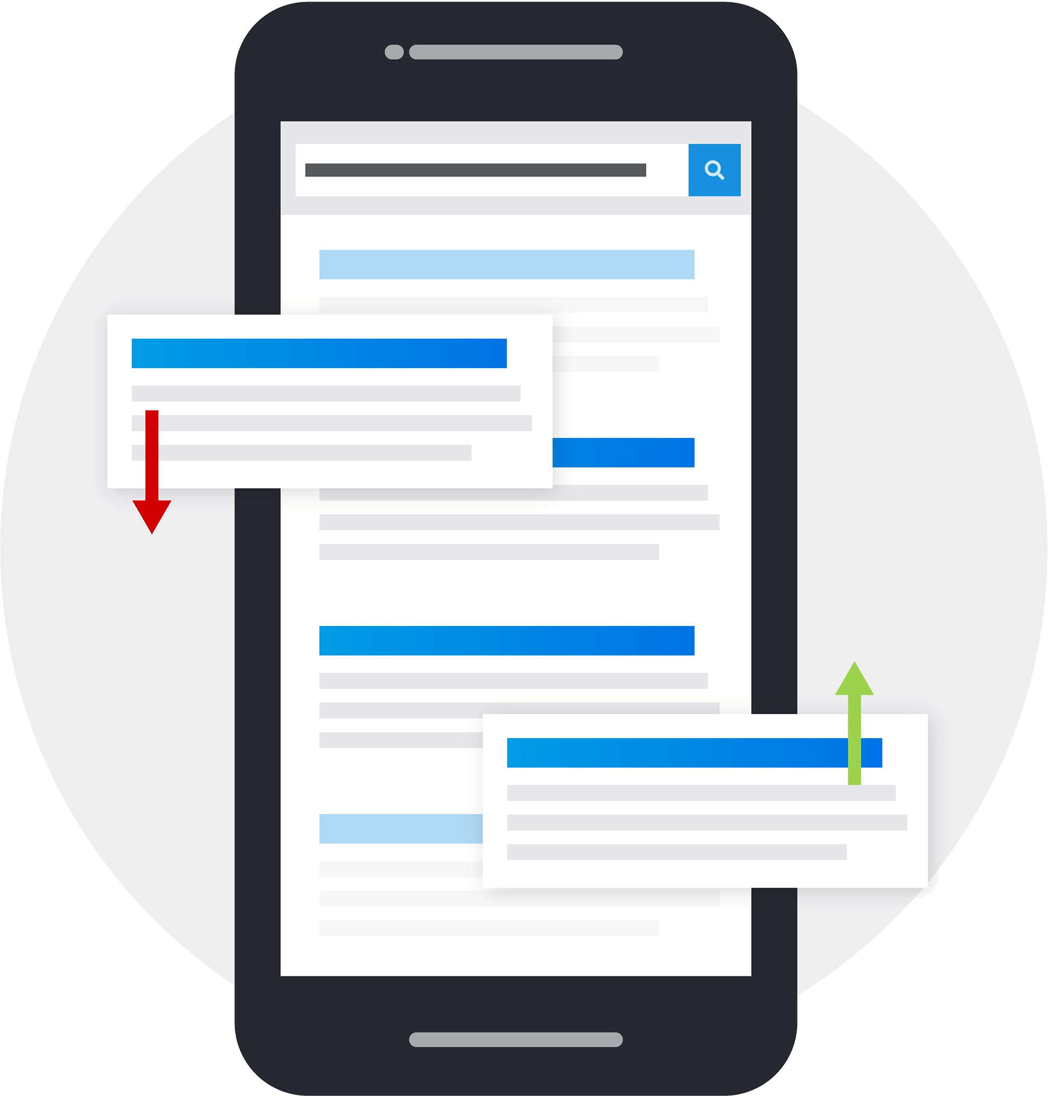 Illustration of a Responsive Web Design on a Mobile Phone