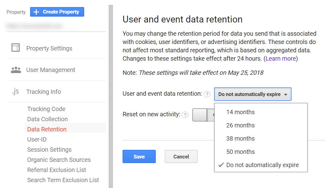 Adjust data retention settings.