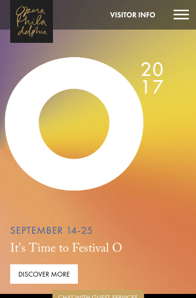 Hamburger menu on Opera Philadelphia