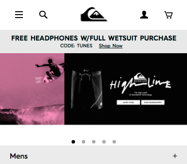 Dot navigation on Quicksilver's website