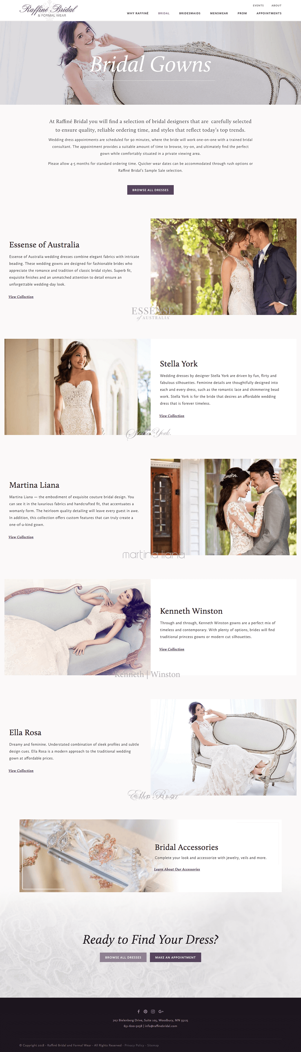 Design of Bridal Gowns web page